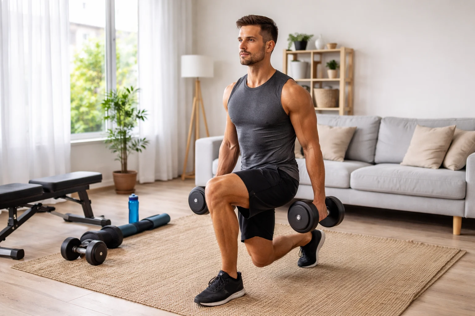 Full-Body Muscle Building Routine At Home For Beginners (No Equipment)